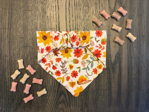 Autumn Bloom bandana flat lay back view