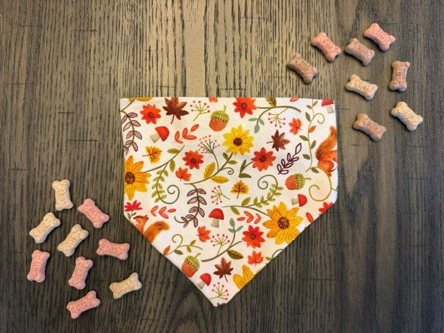 Autumn Bloom bandana flat lay front view