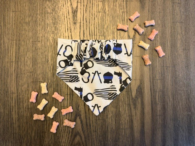 Blue Line Love bandana flat lay back view