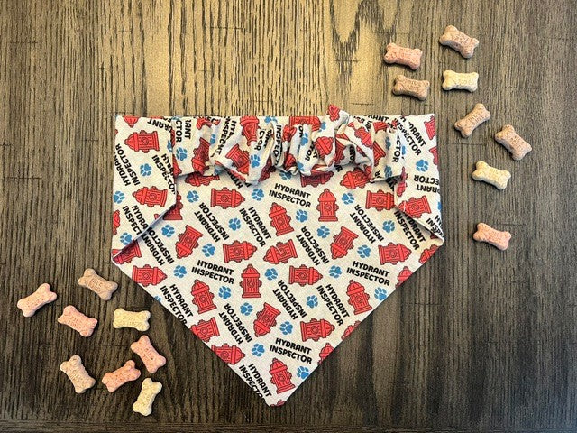 Hydrant Hero bandana flat lay back view