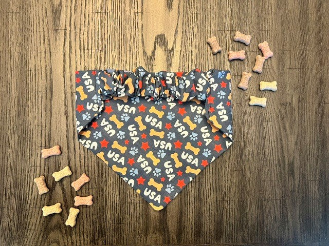 Patriotic Paws bandana flat lay back view