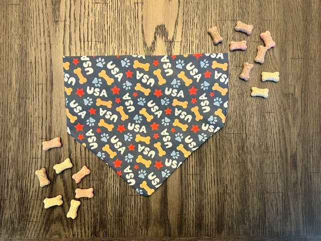 Patriotic Paws bandana flat lay front view
