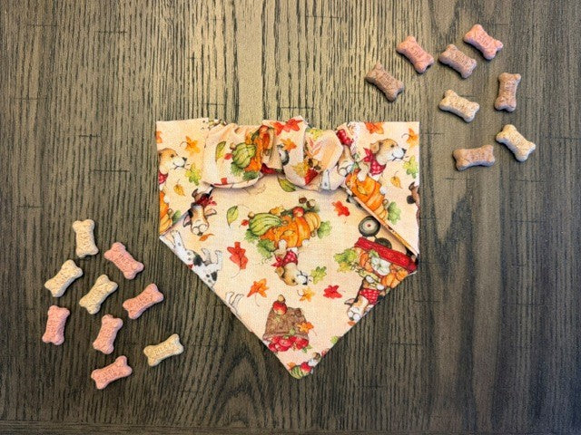 Pups & Pumpkins bandana flat lay back view