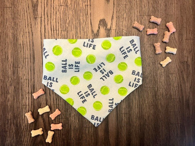 Ball is Life Light Blue bandana flat lay front view