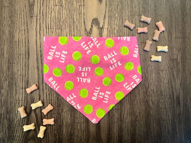 Ball is Life Pink bandana flat lay front view
