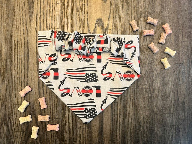 Red Line Love bandana flat lay back view