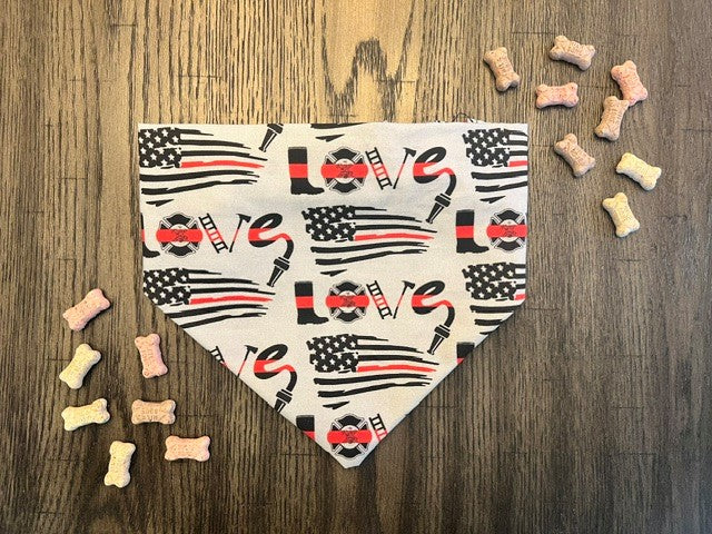 Red Line Love bandana flat lay front view