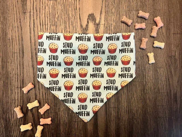 Stud Muffin bandana flat lay front view
